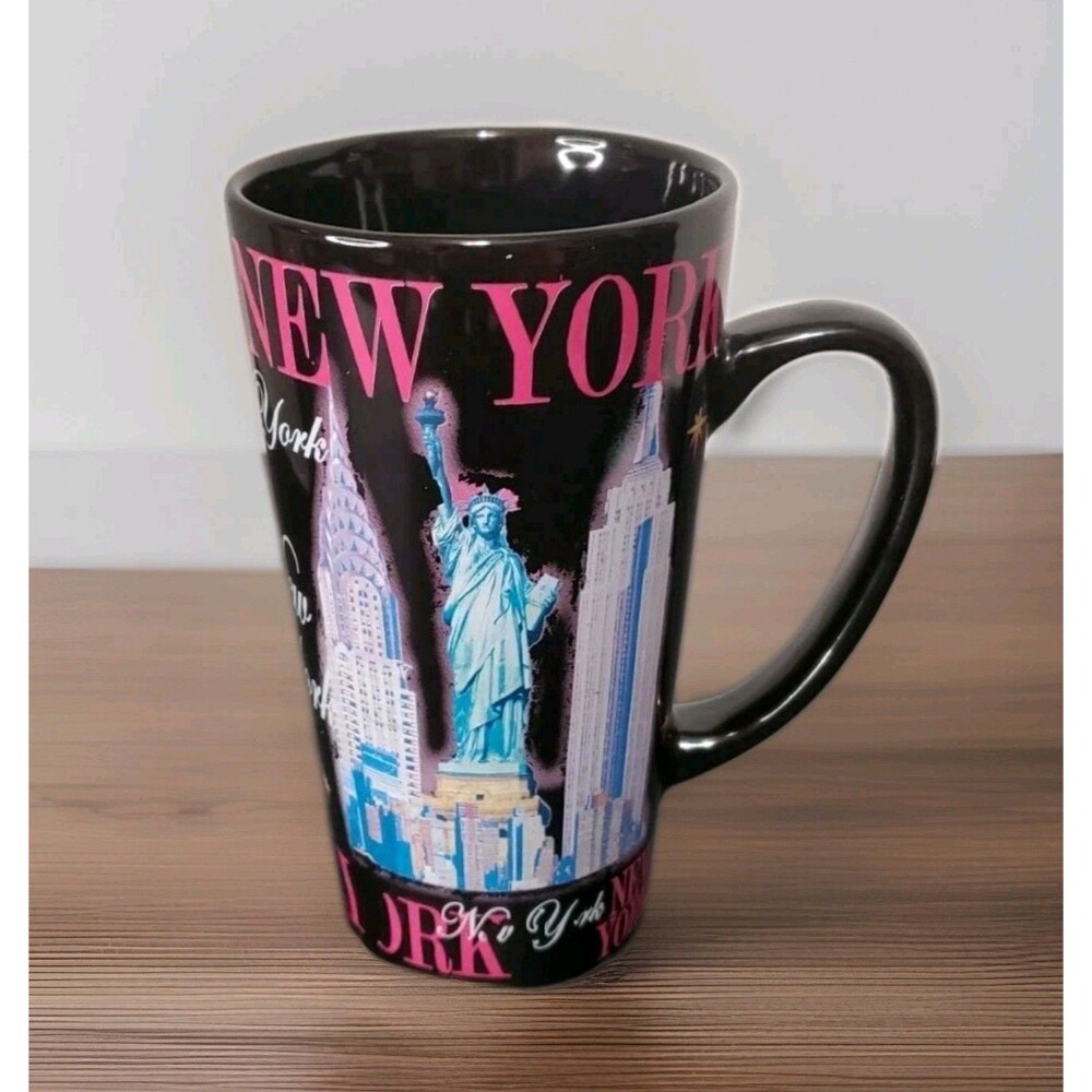 New York Twin Towers Mug Statue Of Liberty Tall Black Latte Cup City Merchandise